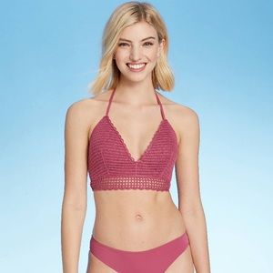 Women’s Crochet Long Line Bikini Top